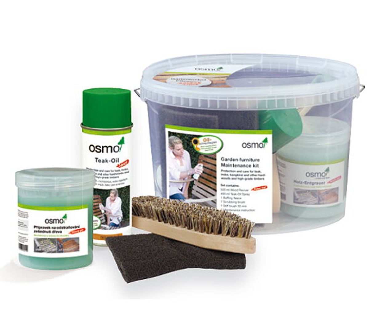 SADA PRO ÚDRŽBU ZAHRADNÍHO NÁBYTKU - Oživení a čištění zašedlého dřeva