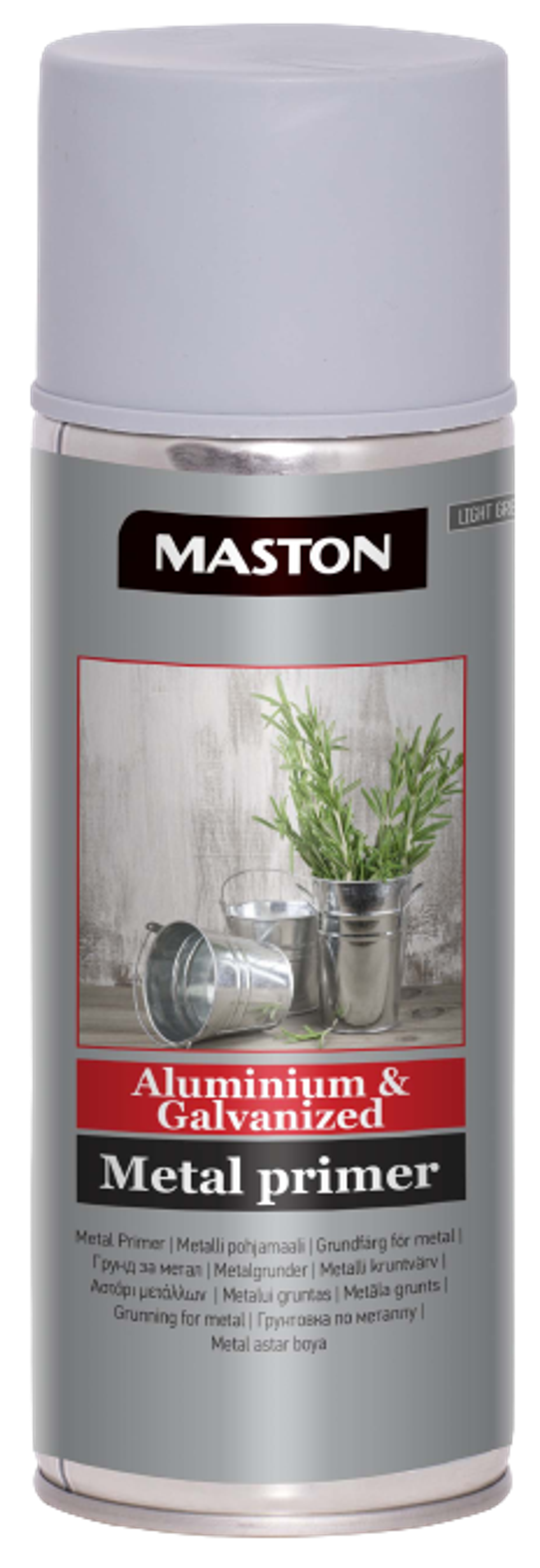 SPRAYPAINT MASTON ALUMINIUM & GALVANIZED METAL PRIMER - Základní nátěr na hliník a pozinkované povrchy

