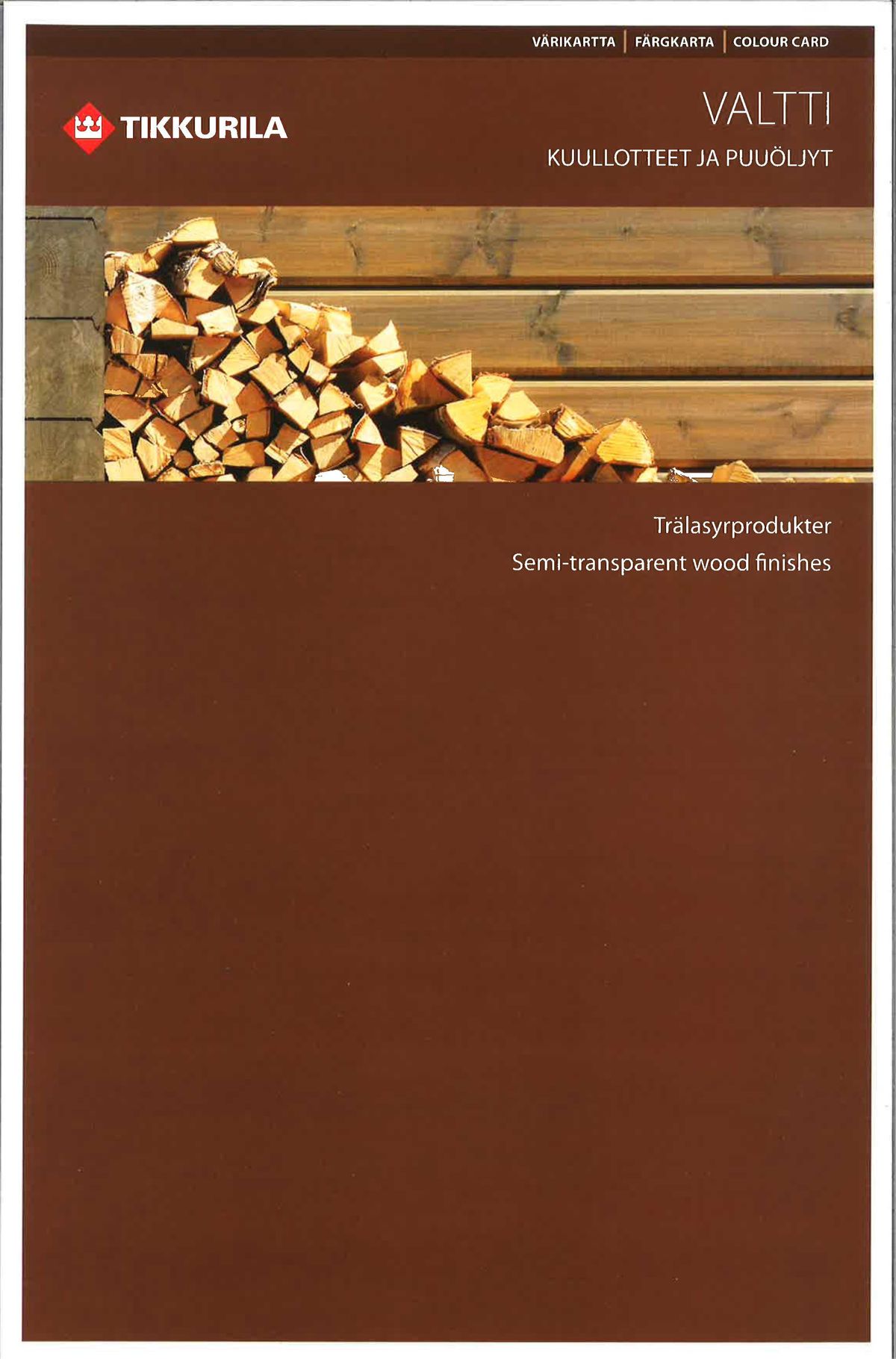 VZORNÍK VALTTI SEMI TRANSPARENT - Vzorník polotransparentní odstíny na dřevo.